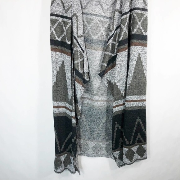 New Directions Large Shrug Sweater Gray Knit Hooded Waterfall Front Open 1383 - Picture 5 of 7